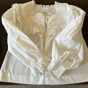 Doen White long sleeve blouse, Medium